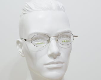 Vintage metal eyeglasses JRG Paladium oval round Eyewear Unworn NOS Rx spectacles 00s Hypoallergenic garnet unisex man woman silver lennon