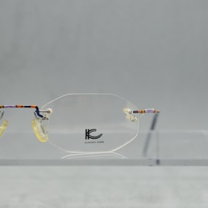 Vintage Rimless EyeGlasses KUHLMEY - KANA NOS Unworn Classic Unisex man Woman 00s Flexible Stainless steal Multicolor Light blue Octogonal