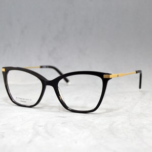 Eyeglasses Eyewear Acetate & titanium. Rx lenses incluide in price. Elegant woman Cateye butterfly frame Regular size Shinny Black golden