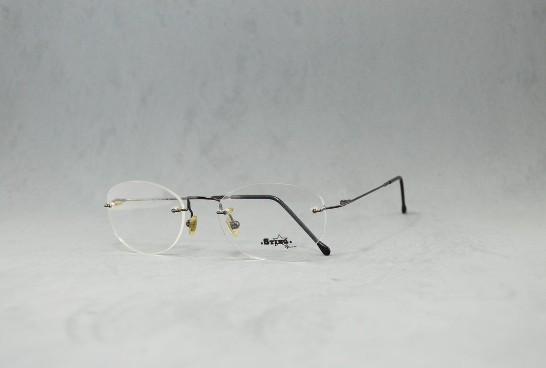 Vintage Rimless Eyeglasses STING NOS Unworn Classic Oval Rounded Round ...