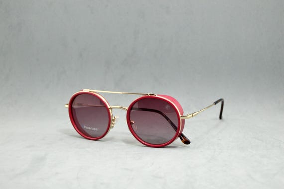 Lunettes de soleil en metal polarise de marque MAMMUT Espagne. Animaux morts. Nouveau vieux stock. Jamais porte. Arrondi. Aviateur Steampunk. Homme Femme Unisexe. Rouge dore Etsy France