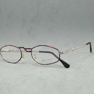 Vintage metal Eyeglasses ASTRO Line ELITE 5052 Italy fantasy narrow shape polygonal unisex man woman Main color silver and black Colorful