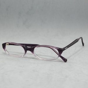 00s Vintage acetate eyeglasses Donna Karan New York DKNY 6809 505 Italy NOS Unworn narrow oval catete woman small face gradient violet