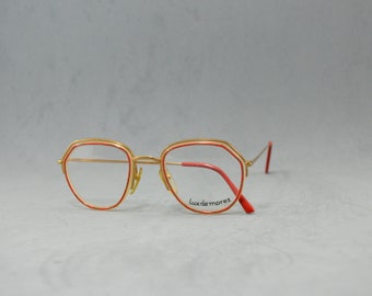 Vintage Brille LUX De MOREZ Frankreich 90er Jahre Rx Eyewear NOS Ungetragen Klassisch Metall Acetat Nylon Teenager Rot Pin Up Hipster Hippie-Chic