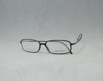 Óculos de Grau Vintage Giorgio Armani 88 NOS Novos Quadrados Estreitos Arredondados Rx Eyewear Anos 2000 Especificações Unissex Preto Feminino Masculino Semi Sem Aro Cool Glaze