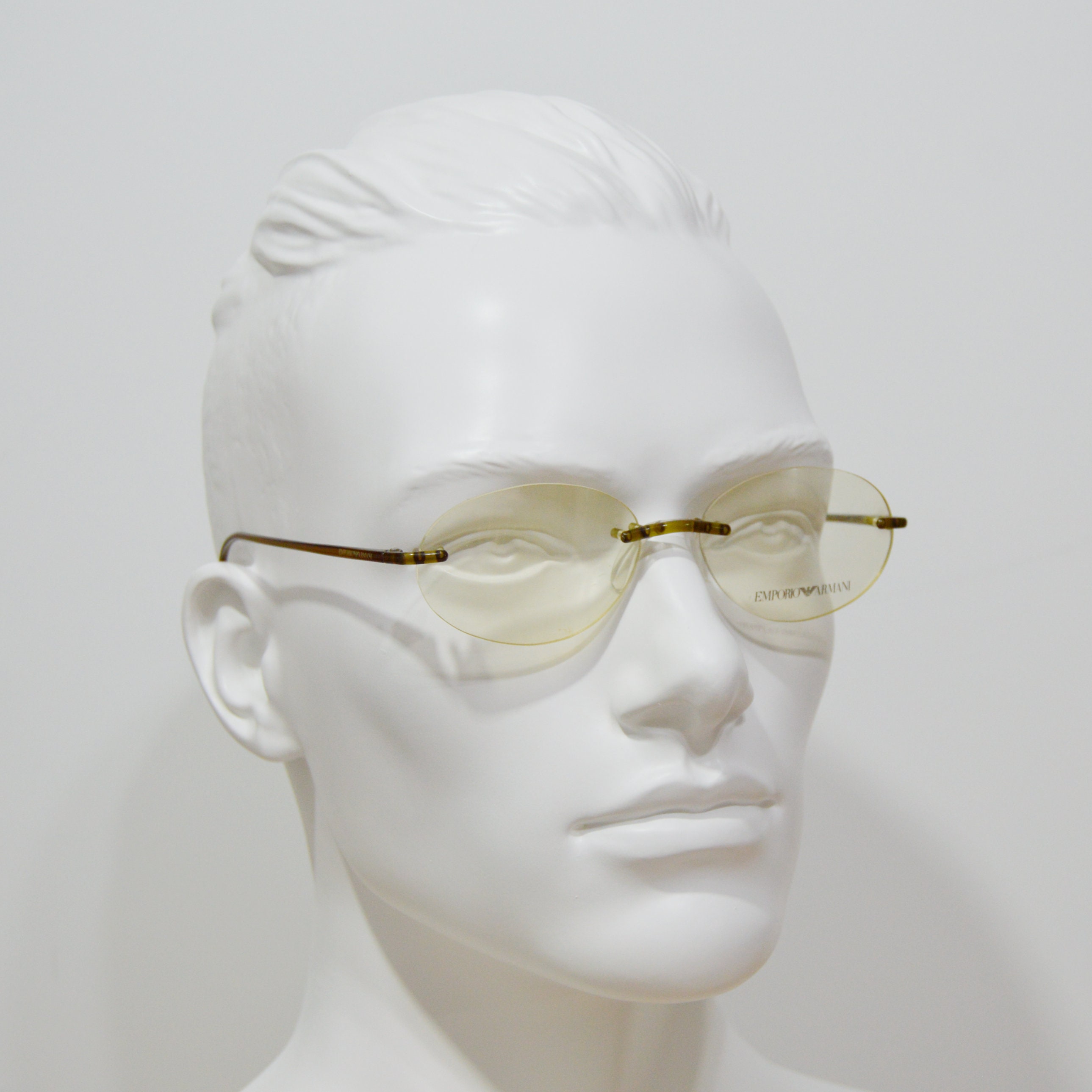 EMPORIO ARMANI 度付き眼鏡 ヴィンテージメガネ EMPORIO ARMANI 651 ヴィンテージ リムレス 眼鏡 未使用 オーバル ユニ