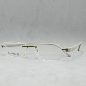 STEPPERS EYEWEAR 70127 FS244 vintage lunettes de vue sans monture NSA jamais portées Classique carré étroit rectangulaire unisexe homme femme années 2000-10 vert gris