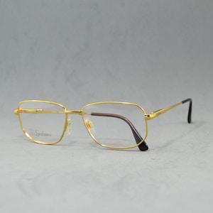 Vintage metal eyeglasses GIULIANO Italian Design 00s Rx Eyewear NOS Unworn unisex Classic light golden square frame elegant man hipster
