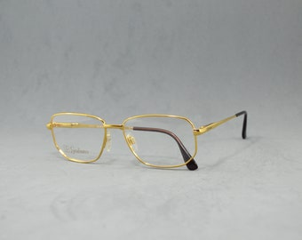 Vintage metal eyeglasses GIULIANO Italian Design 00s Rx Eyewear NOS Unworn unisex Classic light golden square frame elegant man hipster