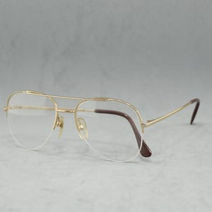 Vintage metal eyeglasses half rimless GORMANNS 25504 Unworn Eyewear Unisex man woman classic aviator drop 80S 90S Top quality light gold
