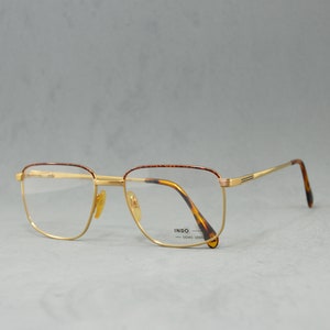 Vintage eyeglasses INDO SANAA Rx Eyewear NOS Unworn Classic light golden square frame elegant man hipster Spain specs spectacles googles 90s