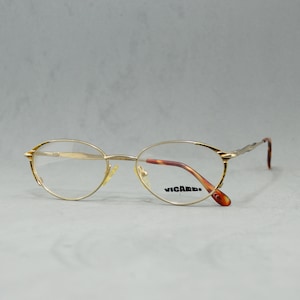 Vintage metal woman EyeGlasses VICARDI 2513 Unworn. Classic woman oval rounded drop marbled brown gold Rx eyewear 90s NOS ols stock fashion