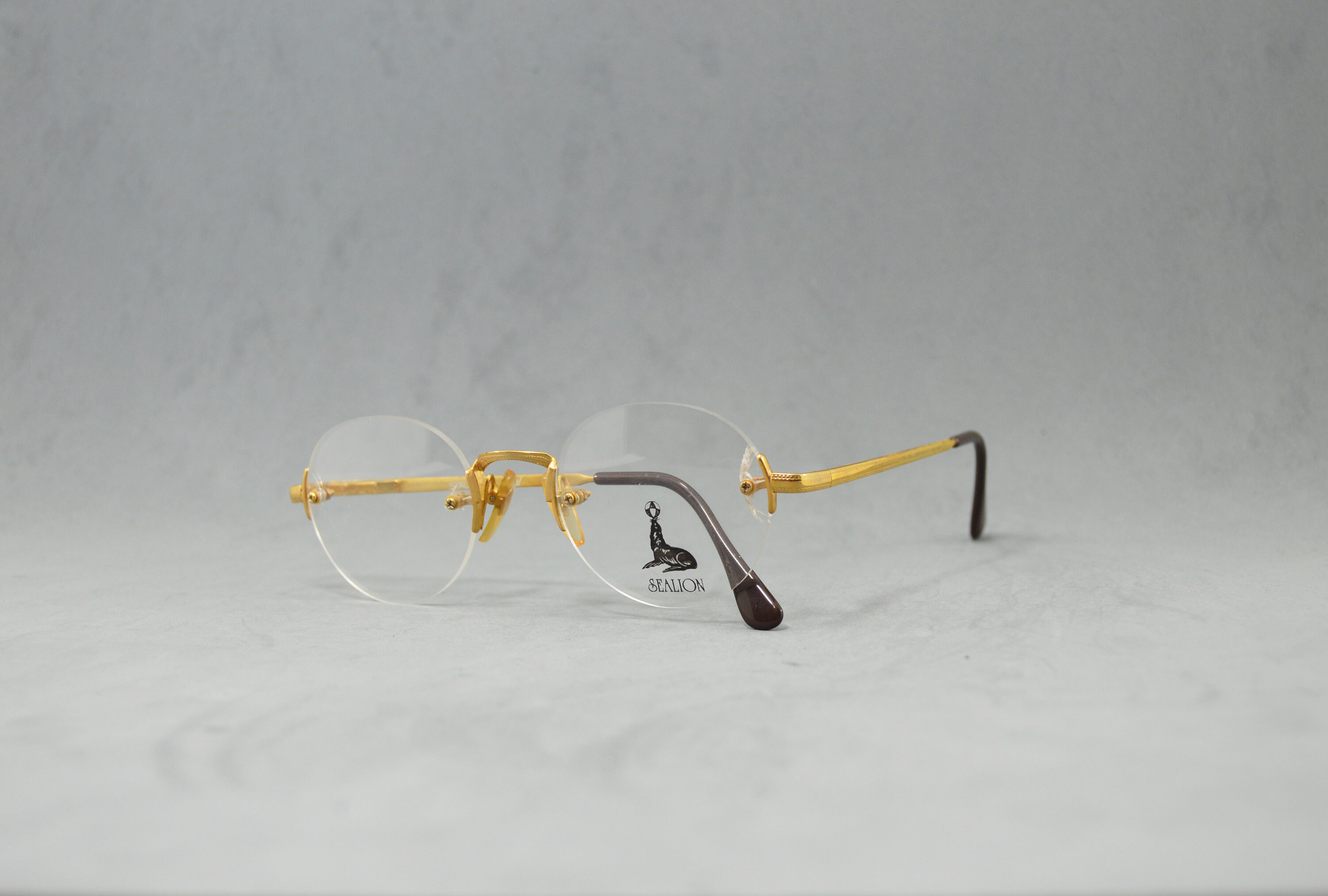 Vintage Rimless Eyeglasses Sealion Arcel NOS Unworn Classic Round ...