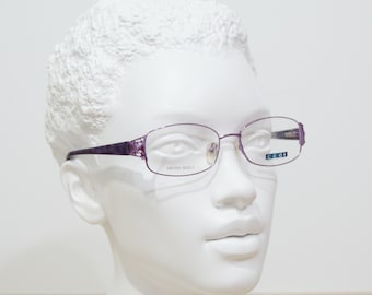 CCDK COLECTION 1101 Vintage woman square oval rectangular Eyeglasses Rx Eyewear Specectacles Violet marbled acetate NOS Unworn