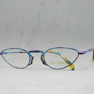 Marc OPolo by Metzler Top Vintage metal Eyeglasses  Germany 3319. NOS. Unworn. Classic oval rounded unisex woman blue colorful metal & carey