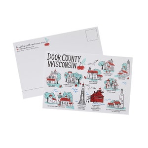 De Provincie van de deur, het Briefkaart van de Vuurtorens van Wisconsin