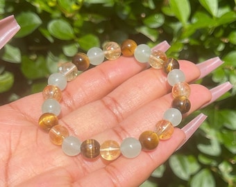 Wealth Bracelet, Good Luck Bracelet, Attract Money, Prosperity, Healing Crystals, Manifestation, Citrine, Tiger Eye, Green Aventurine