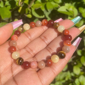 Crown Sacral Chakra Bracelet, Healing Crystals, Natural Chakra Gemstone Bracelet, Handmade Jewelry, 8mm Beaded Bracelet, Spiritual Awakening