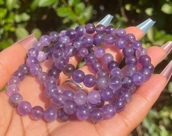 Amethyst Bracelet, Healing Crystal, Beaded Bracelets, Gemstones