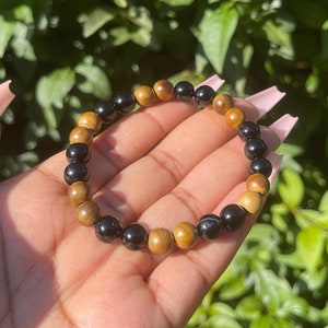 Black Tourmaline Palo Santo Bracelet, Chakra Healing Crystal Bracelets, Protection Jewelry, Natural Gemstones, Psychic Attacks, 8mm Beads,
