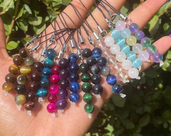 Crystal Beaded Phone Chain, Gemstone Phone Jewelry, Customise Phone Charm Strap, Healing Crystals, Phone, Personalized, Phone Accessories