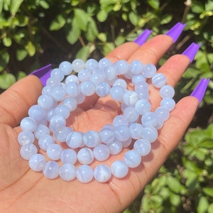 Stretch Bracelet  4mm Beads (Lace Agate Blue) – Cherry Tree