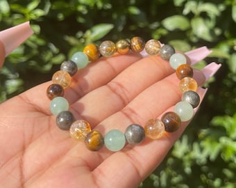 EXTRA Stärke Reichtum Armband, Glück Armband, Geld anziehen Erfolg, Wohlstand, Heilende Kristalle, Manifestation, Motivation, Citrin
