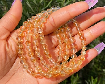 Citrine 6mm Bracelet, Good Luck Bracelet, Handmade Citrine Jewelry, Crystal Bracelet, Abundance Prosperity, High Quality Natural Gemstones