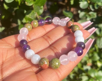 Fertility Bracelet, Healing Crystals, Pregnancy Gift, Gift for Her, IVF Support, Wish Bracelet, Fertility Support, Crystal Gift, Rose Quartz
