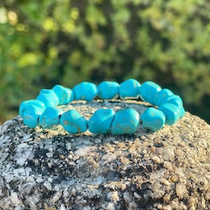 Turquoise Chunky Bracelet, Healing Crystals, Mens Turquoise Bracelet, Turquoise Bracelet Women, Gemstone Chakra Bracelet, Gift for her