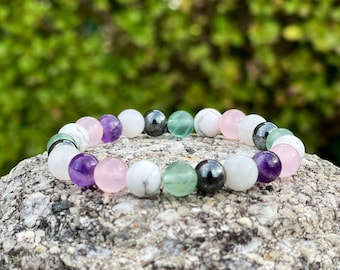 Insomnia Bracelet, Sleep Difficult, Deep Sleep, Calming Bracelet, Semi Precious Stones, Gemstones for Inner Peace, Rose Quartz, Amethyst