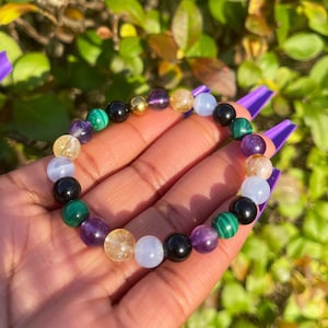 Sagittarius Bracelet, Healing Crystals, Sagittarius Gift, Zodiac Friendship Bracelet, Sagittarius Jewelry, Malachite, Citrine, Amethyst