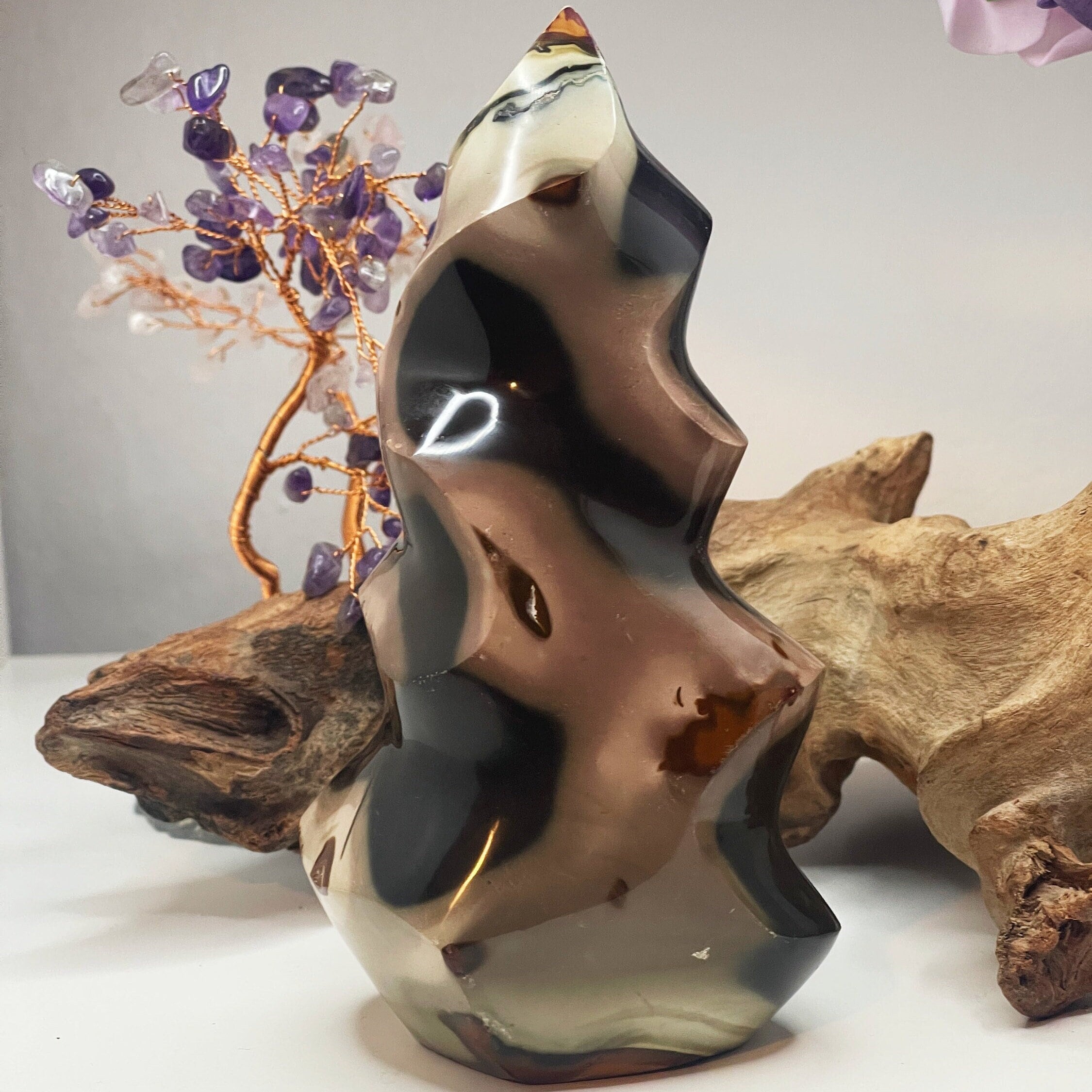 オーシャンジャスパートーチフレーム、ヒーリングクリスタル、ラージ