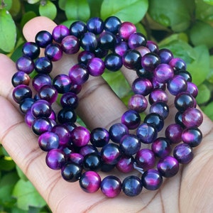 Purple Tiger Eye Bracelet, Gemstone Bracelet, Crystal Bracelet, Crystal Gifts, Chakra Healing Crystals, Women Pink Bracelet