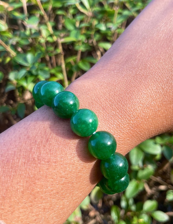 Green Jade Bracelet, Statement Jewelry, Chakra Bracelet, Big