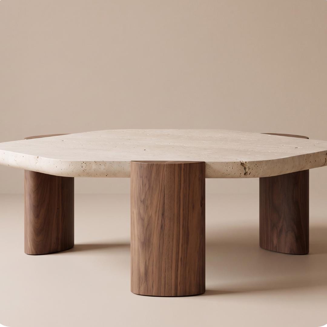 Asymmetrical Coffee Table With Wooden Legs - Etsy