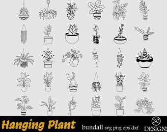 Plants svg bundle, hanging plants , Plants svg bundle hand drawn,  houseplants svg, Houseplants Clipart, plants in pots svg, potted plants.