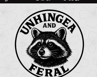 Mapache salvaje SVG PNG, Lindo y divertido mapache SVG desquiciado y salvaje, SVG desquiciado y salvaje para Cricut, archivo de corte láser, grabado, parche para sombrero.