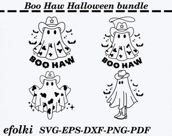 Boo Haw Halloween Bundle, Cowboy Ghost Svg, fantasma divertido svg, halloween svg, Western Ghost Svg, Cowboy Hat Svg, Halloween Cowgirl Svg