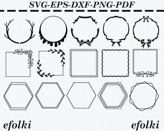 Paquete de corona svg, paquete de corona de laurel, corona de laurel de corazón svg, paquete de círculo svg, paquete de svg cuadrado, marco de círculo svg monograma de corona