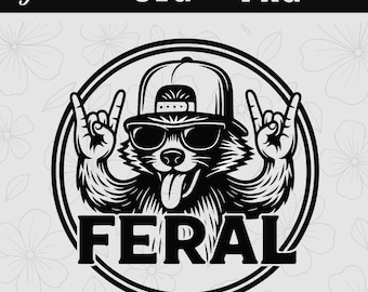 Mapache salvaje SVG PNG, diseño de parche para gorra de panda basura "Rock On", SVG desquiciado y salvaje para Cricut, archivo de corte láser, parche para gorra grabado.