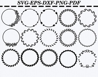 Paquete de SVG de corona, Corona de hojas, Corona de laurel SVG, Corona floral SVG, Paquete de SVG de círculo, Monograma de corona SVG, Corona de boda SVG,