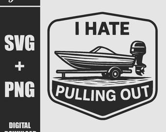 Odio sacar SVG PNG, ilustración vectorial de navegación, pesca SVG, PNG, JPG, pesca, navegación en el lago, pesca de lubina, barco de pesca divertido PNG,