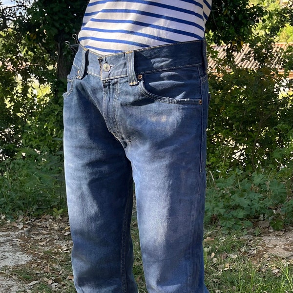 Blue Dreams Levis jeans Pantalons Vintage upcycled personnalisés avec tie-dye