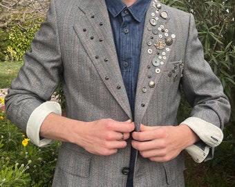 Royal Stud Blazer, Upcycled custom vintage