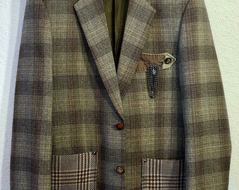 Checked Brown Vintage Upcycled Blazer