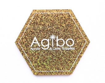 Golden Sun Glitter Cast Acrylic Sheet | Pastel Collection | Matte/Gloss & Matte/Matte | Glowforge Compatible | Canadian Supplier