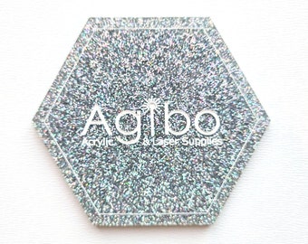 Silver Moon Glitter Cast Acrylic Sheet | Pastel Collection | Matte/Gloss & Matte/Matte | Glowforge Compatible | Canadian Supplier