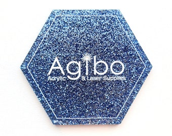 acrylique bleu acier coulé scintillant | Collection pastel | Mat/brillant et mat/mat | Compatible avec Glowforge | Fournisseur canadien