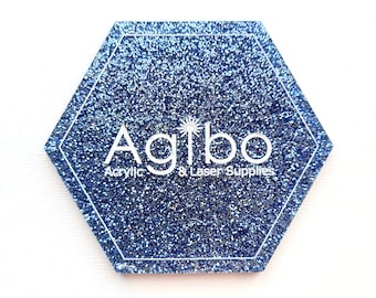 Steel Blue Glitter Cast Acrylic Sheet | Pastel Collection | Matte/Gloss & Matte/Matte | Glowforge Compatible | Canadian Supplier